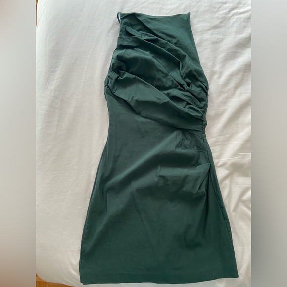 ZARA MINI DARK GREEN DRESS - Picture 1 of 3